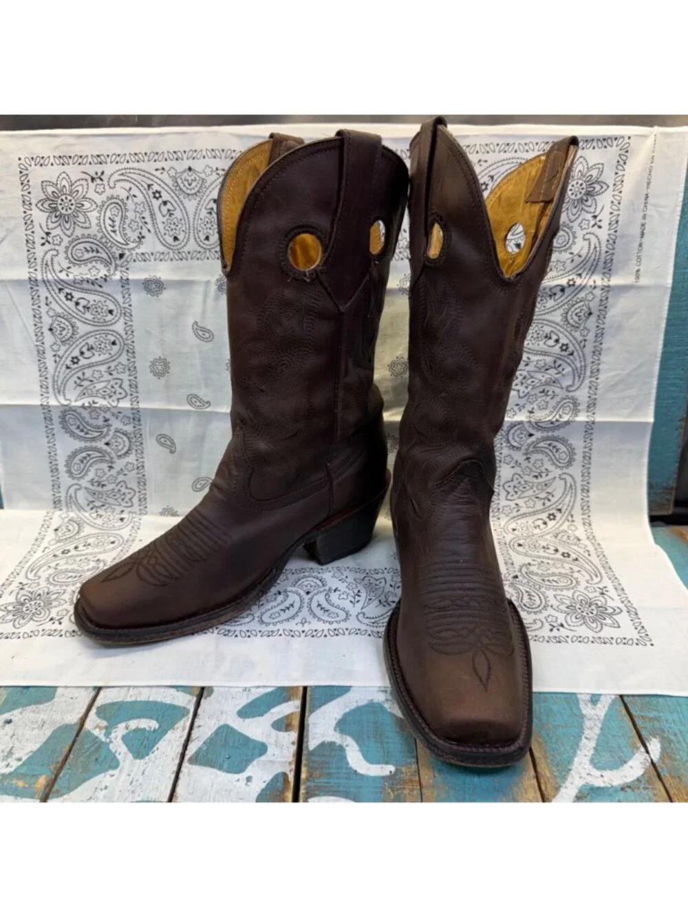 Pluma De Oro Square Toe Kids Sz 3 Handmade Cowboy Boots Leather Stitched/Mexico